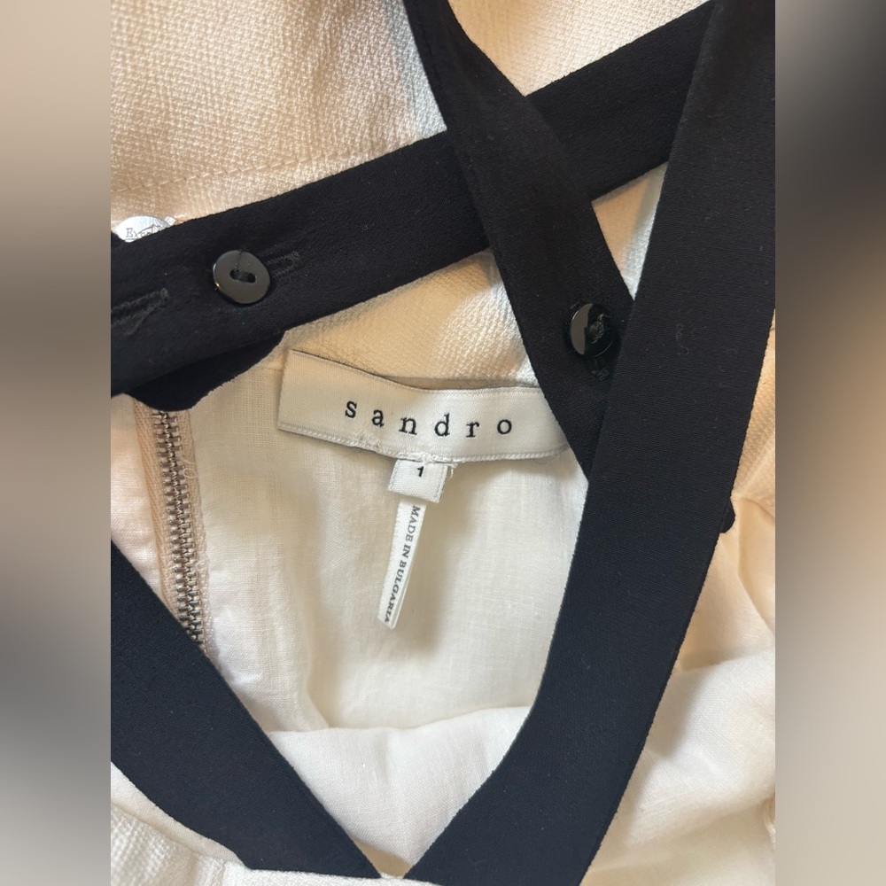 Sandro White and Black Mini Dress Size 1 - Picture 6 of 10